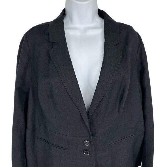 Lane Bryant Linen Blend 2-Button Black Lightweight Blazer Women's Size 18 - Picture 4 of 7